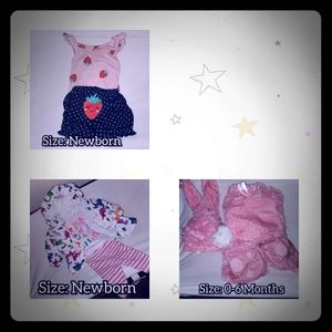 3 Baby Girl Outfits (Sizes: .NB-6 months)
